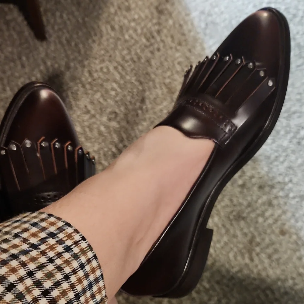 Frye Emory Kiltie Fringe Loafer Dark Brown 8M - Picture 11 of 14
